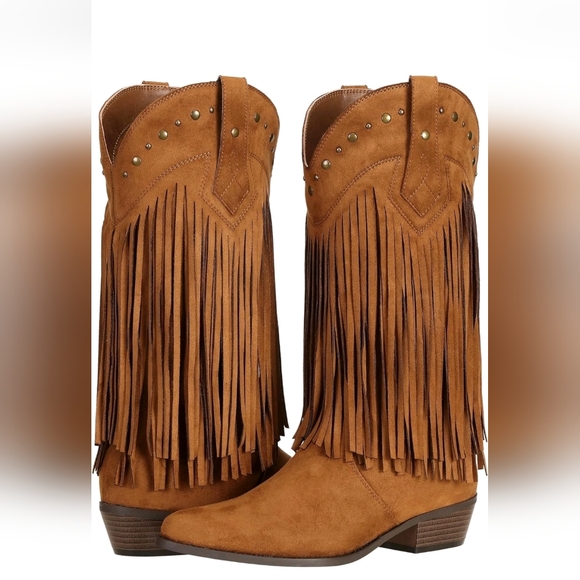SheSole Women's Cowboy Boots Fringe Western EU 37 US 7 NWOB - Picture 1 of 11